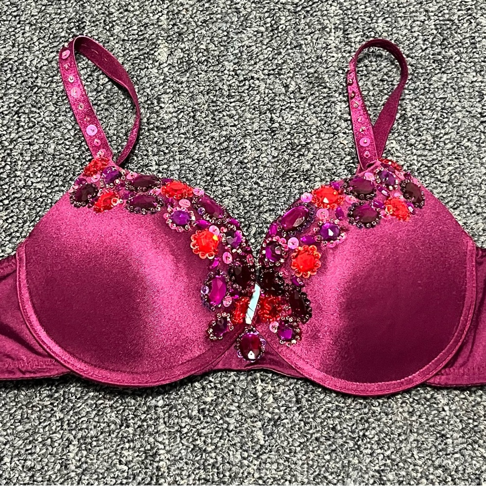 Guess Marciano Y2K Wine Embellished Bra Size 36B